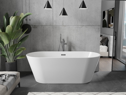 Baignoire Mexen Flavia autoportante 160 x 75 cm, blanche, évacuation gun metal - 54031608000-95
