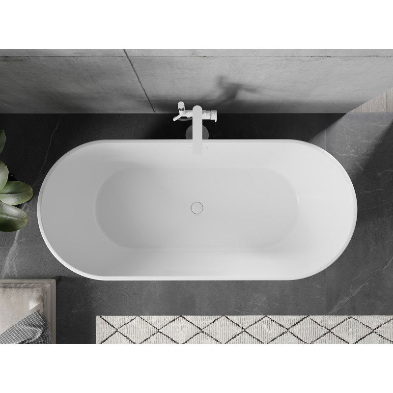 Mexen Flavia baignoire autoportante 160 x 75 cm, blanc/noir, trop-plein blanc - 54031608075-20