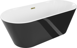 Mexen Flavia baignoire autoportante 160 x 75 cm, blanche/noire, trop-plein doré - 54031608075-50