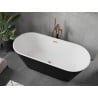 Baignoire Mexen Flavia autoportante 160 x 75 cm, blanche/noire, bonde en laiton brossé - 54031608075-65