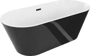 Mexen Flavia baignoire autoportante 160 x 75 cm, blanc/noir, trop-plein noir - 54031608075-70