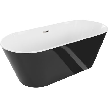 Mexen Flavia baignoire autoportante 160 x 75 cm, blanche/noire, trop-plein nickel brossé - 54031608075-97