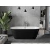 Mexen Flavia baignoire autoportante 160 x 75 cm, blanc/noir, trop-plein gun metal - 54031608075-95