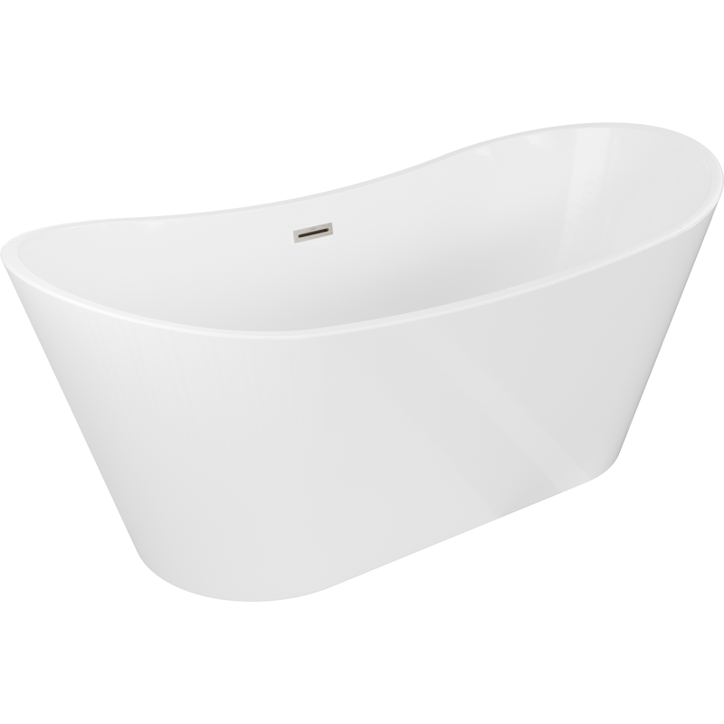 Mexen Montana baignoire autoportante 150 x 75 cm, blanche, trop-plein en nickel brossé - 52011507500-97