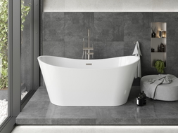 Mexen Montana baignoire autoportante 150 x 75 cm, blanche, trop-plein en nickel brossé - 52011507500-97