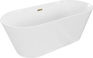 Baignoire Mexen Flavia indépendante 170 x 75 cm, blanche, trop-plein doré - 54031708000-50
