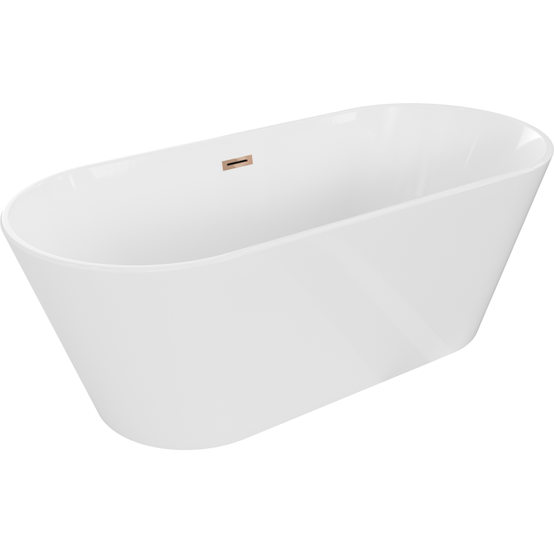 Mexen Flavia baignoire autoportante 170 x 75 cm, blanche, trop-plein or rose - 54031708000-60