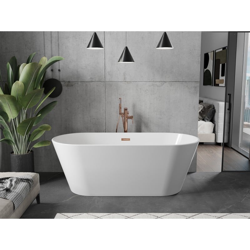 Mexen Flavia baignoire autoportante 170 x 75 cm, blanche, trop-plein or rose - 54031708000-60