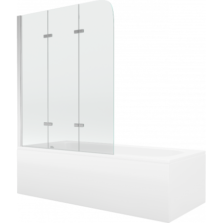 Mexen Vega baignoire rectangulaire 160 x 70 cm avec tablier et pare-baignoire 3 volets 120 cm, transparent, chrome - 550116070X?