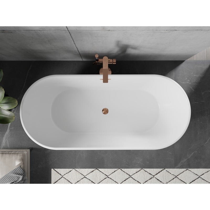 Mexen Flavia baignoire autoportante 170 x 75 cm, blanche, trop-plein or rose - 54031708000-60