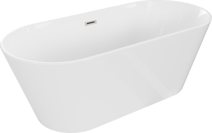 Baignoire Mexen Flavia autoportante 170 x 75 cm, blanche, vidange en nickel brossé - 54031708000-97