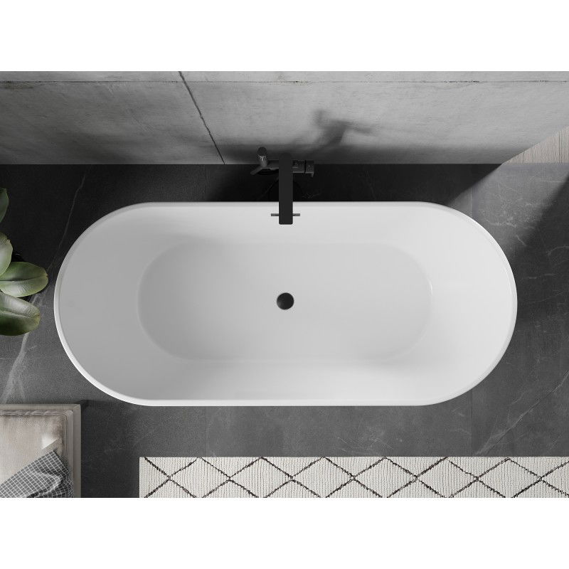 Mexen Flavia baignoire autoportante 170 x 75 cm, blanche, trop-plein noir - 54031708000-70