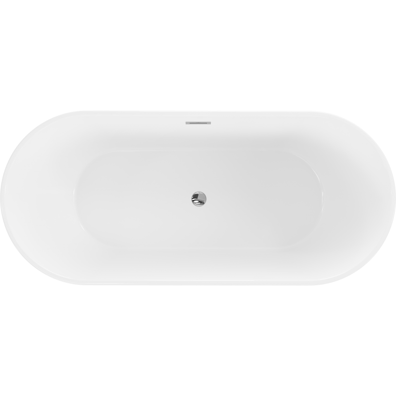 Mexen Flavia baignoire autoportante 170 x 75 cm, blanc/noir, trop-plein chromé - 54031708075-01