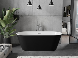 Mexen Flavia baignoire autoportante 170 x 75 cm, blanc/noir, trop-plein chrome - 54031708075-01