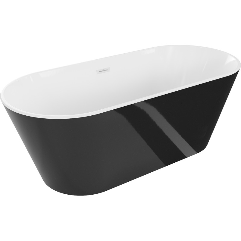 Mexen Flavia baignoire autoportante 170 x 75 cm, blanc/noir, trop-plein blanc - 54031708075-20