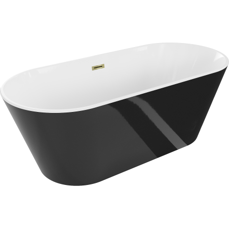 Baignoire Mexen Flavia autoportante 170 x 75 cm, blanche/noire, bonde dorée - 54031708075-50