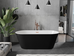 Baignoire Mexen Flavia autoportante 170 x 75 cm, blanche/noire, trop-plein en laiton brossé - 54031708075-65