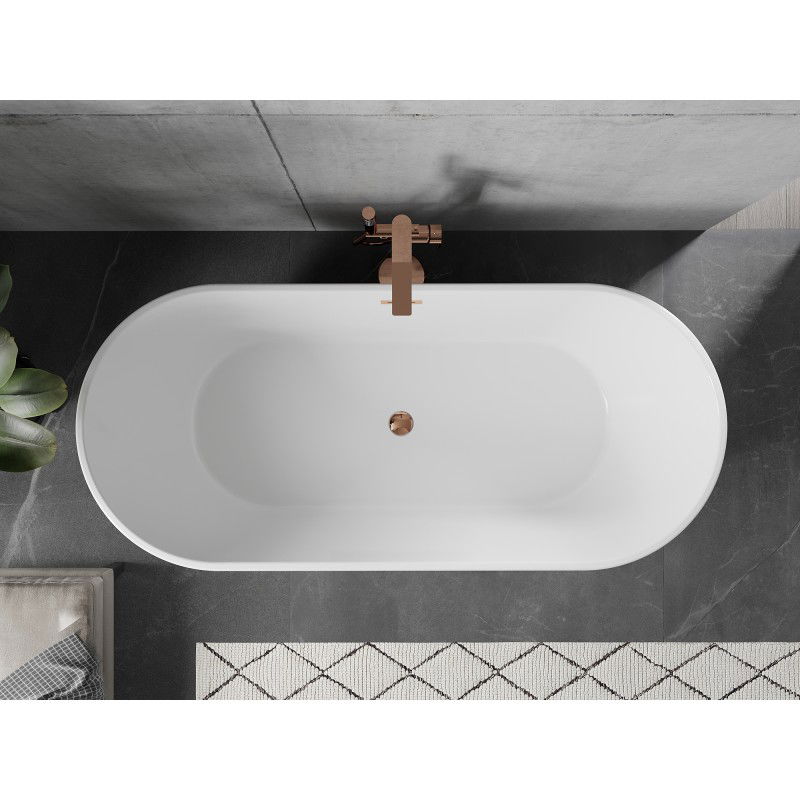 Mexen Flavia baignoire autoportante 170 x 75 cm, blanche/noire, trop-plein or rose - 54031708075-60