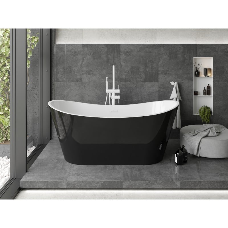 Mexen Montana baignoire autoportante 150 x 75 cm, blanche/noire, trop-plein blanc - 52011507575-20