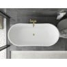 Baignoire autoportante Mexen Montana 150 x 75 cm, blanche/noire, évacuation en or brossé - 52011507575-55
