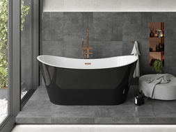 Mexen Montana baignoire autoportante 150 x 75 cm, blanc/noir, trop-plein or rose - 52011507575-60