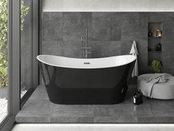 Mexen Montana baignoire autoportante 150 x 75 cm, blanc/noir, trop-plein gun metal - 52011507575-95