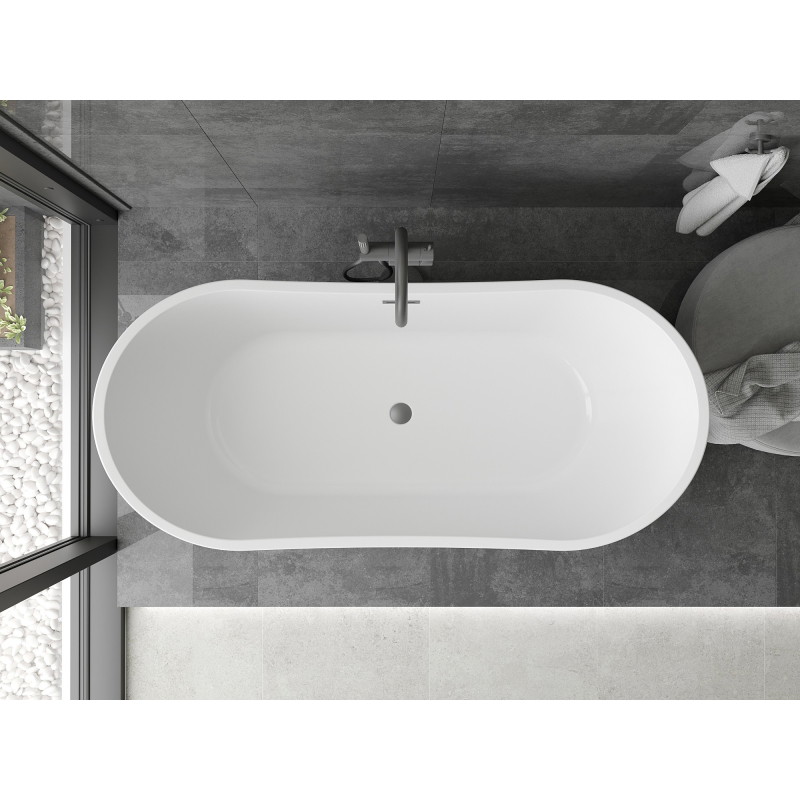 Mexen Montana baignoire autoportante 150 x 75 cm, blanc/noir, trop-plein gun metal - 52011507575-95