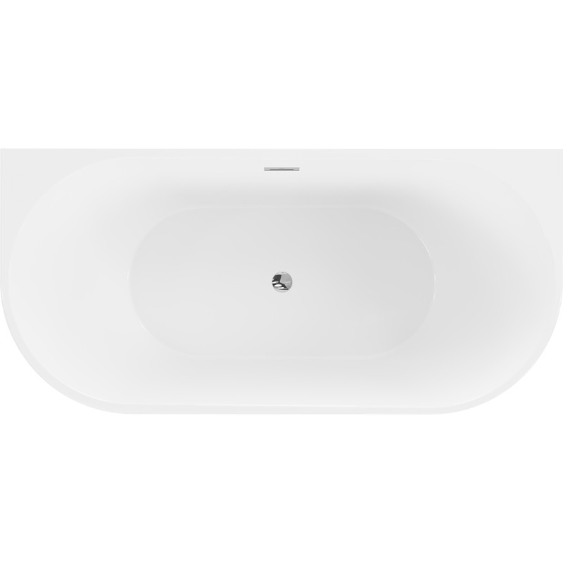 Mexen Oval baignoire autoportante murale 140 x 75 cm, blanche, trop-plein chromé - 52671407500-01