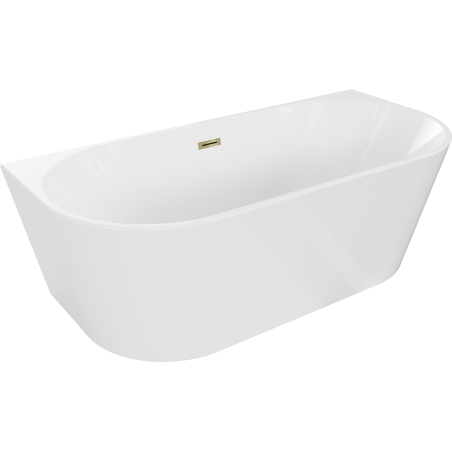 Baignoire Mexen Oval à poser contre le mur 140 x 75 cm, blanche, trop-plein doré - 52671407500-50