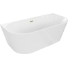 Baignoire Mexen Oval à poser contre le mur 140 x 75 cm, blanche, trop-plein doré - 52671407500-50