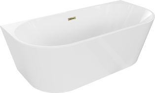 Baignoire Mexen Oval à poser contre le mur 140 x 75 cm, blanche, trop-plein doré - 52671407500-50