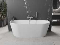 Baignoire Mexen Oval freestanding murale 140 x 75 cm, blanche, trop-plein chromé - 52671407500-01