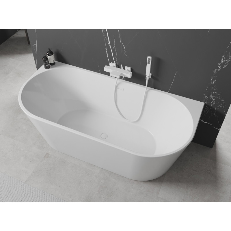 Mexen Oval baignoire autoportante murale 140 x 75 cm, blanche, trop-plein blanc - 52671407500-20