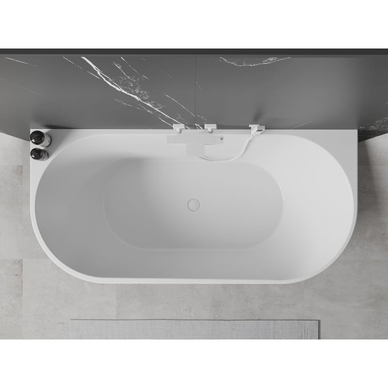 Mexen Oval baignoire autoportante murale 140 x 75 cm, blanche, trop-plein blanc - 52671407500-20