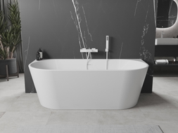 Mexen Oval baignoire autoportante murale 140 x 75 cm, blanche, trop-plein blanc - 52671407500-20
