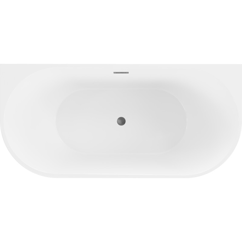 Mexen Oval baignoire autoportante murale 140 x 75 cm, blanche, trop-plein gris canon brossé - 52671407500-66