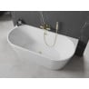 Mexen Oval baignoire autoportante murale 140 x 75 cm, blanche, trop-plein doré brossé - 52671407500-55