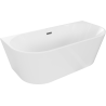Baignoire Mexen Oval indépendante murale 140 x 75 cm, blanche, évacuation gris gun brossé - 52671407500-66