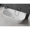 Mexen Oval baignoire autoportante murale 140 x 75 cm, blanche, trop-plein gris canon brossé - 52671407500-66