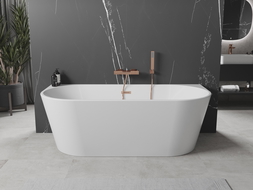 Baignoire Mexen Oval autoportante à adosser 140 x 75 cm, blanche, bonde en cuivre brossé - 52671407500-65