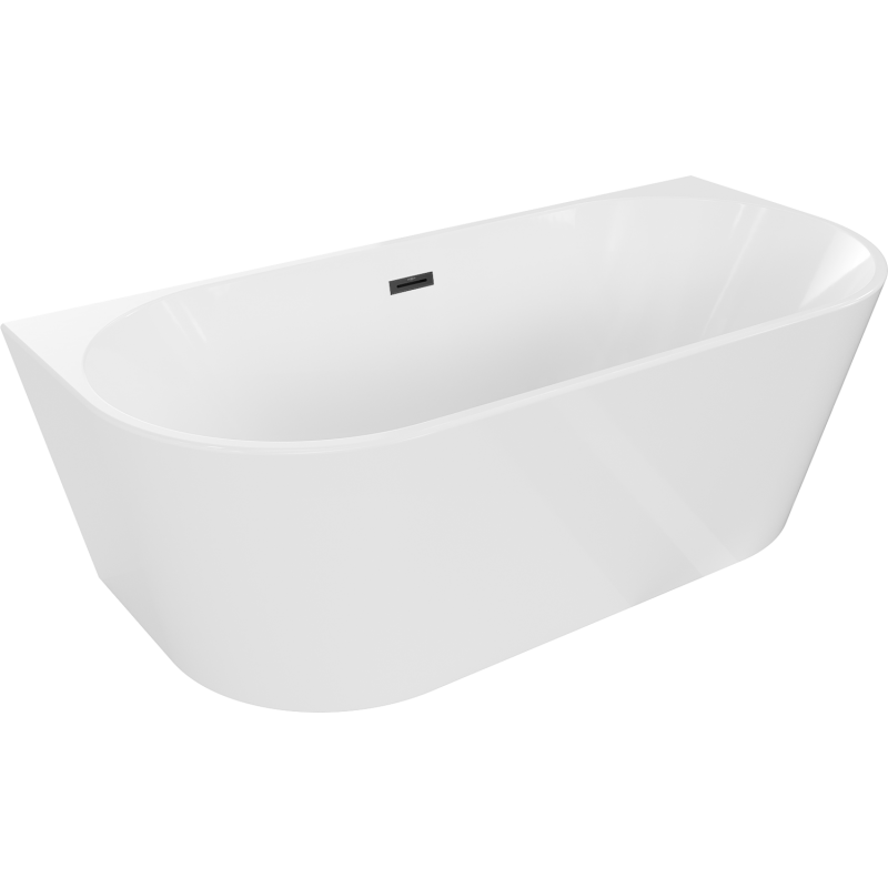 Mexen Oval baignoire autoportante adossée 140 x 75 cm, blanche, trop-plein noir - 52671407500-70