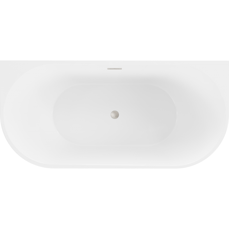 Mexen Oval baignoire autoportante contre le mur 140 x 75 cm, blanche, trop-plein en nickel brossé - 52671407500-97
