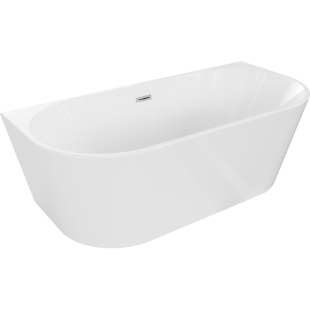 Baignoire Mexen Oval autoportante murale 140 x 75 cm, blanche, trop plein en nickel brossé - 52671407500-97