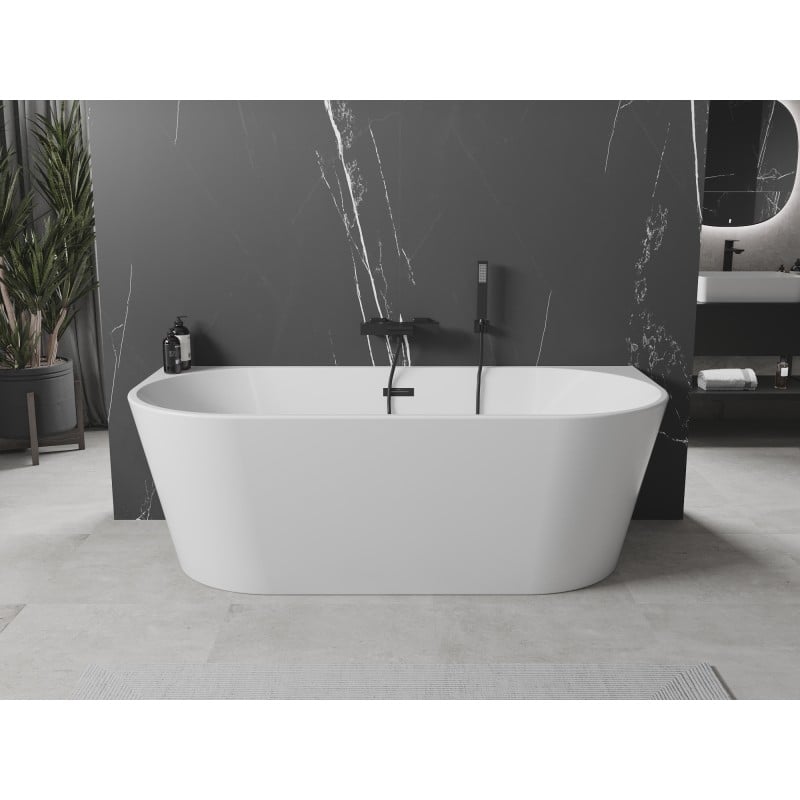 Mexen Oval baignoire autoportante adossée 140 x 75 cm, blanche, trop-plein noir - 52671407500-70