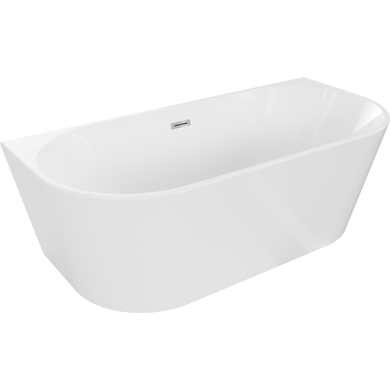 Mexen Oval baignoire autoportante adossée 150 x 75 cm, blanche, trop-plein chromé - 52671507500-01
