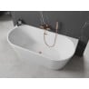 Mexen Oval baignoire autoportante adossée 150 x 75 cm, blanche, trop-plein en cuivre brossé - 52671507500-65