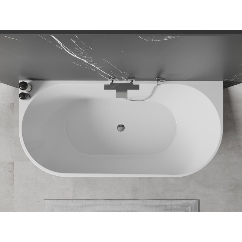 Mexen Oval baignoire autoportante adossée 160 x 80 cm, blanche, trop-plein chromé - 52671608000-01
