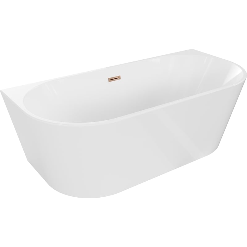 Mexen Oval baignoire autoportante adossée 160 x 80 cm, blanche, trop-plein or rose - 52671608000-60