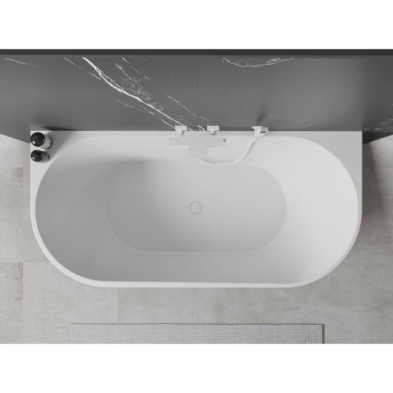 Mexen Oval baignoire autoportante adossée 160 x 80 cm, blanche, trop-plein blanc - 52671608000-20