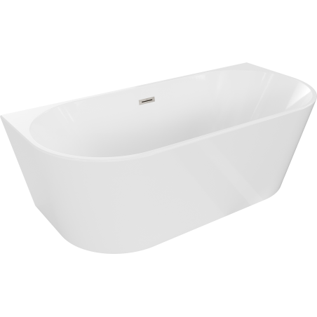 Mexen Oval baignoire autoportante murale 160 x 80 cm, blanche, trop-plein nickel brossé - 52671608000-97